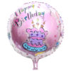 foil ballon round shape pink cake girl happy birthday