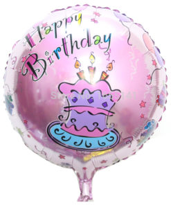 foil ballon round shape pink cake girl happy birthday