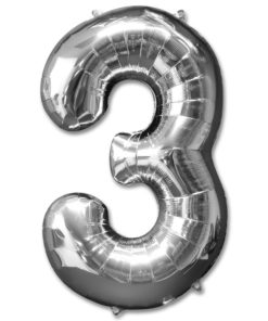jumbo foil balloon silver letter 3